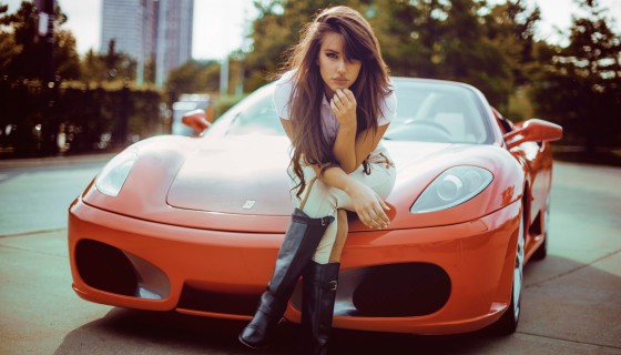 girl with ferrari car sty…